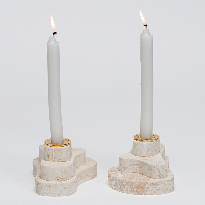 Large Jerusalem Stone Taper Candle Holders