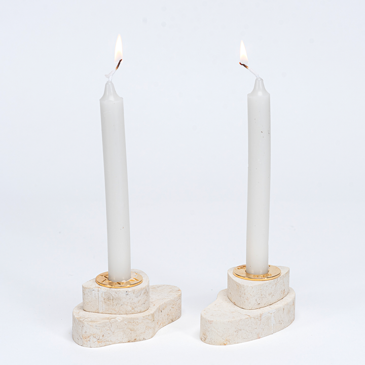 Small Jerusalem Stone Taper Candle Holders